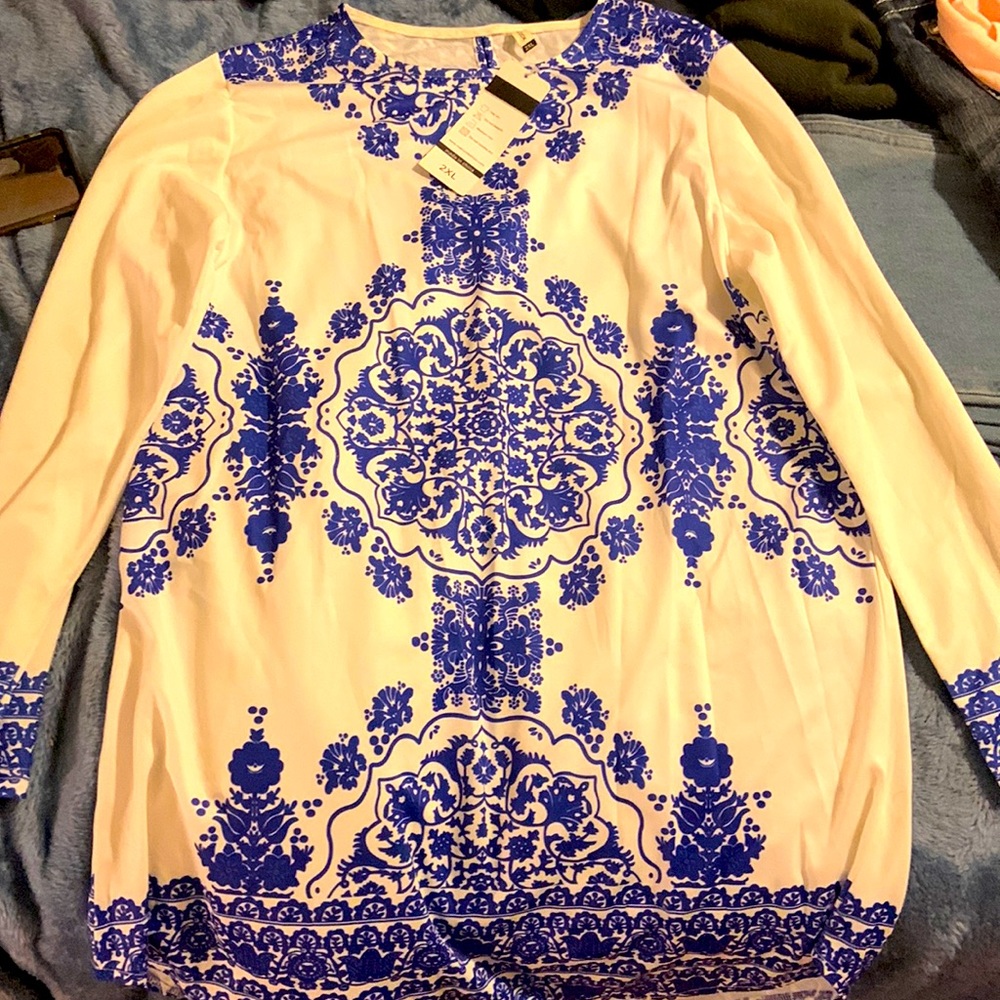 brand new white favolook long sleeve shirt , occasional type 2xxl